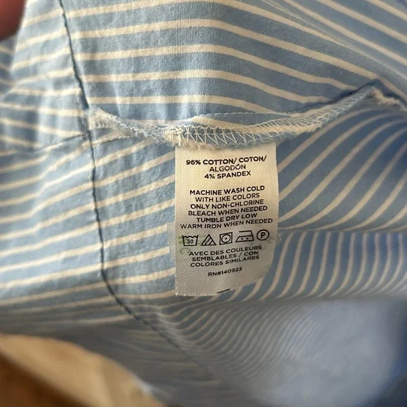 LOFT Light Blue and White Striped Shirtdress (Size 6) - Picture 8 of 10